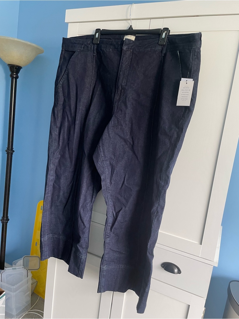 Eloquii NWT Dark Wash Wide Leg Cropped Denim Pants Size 22